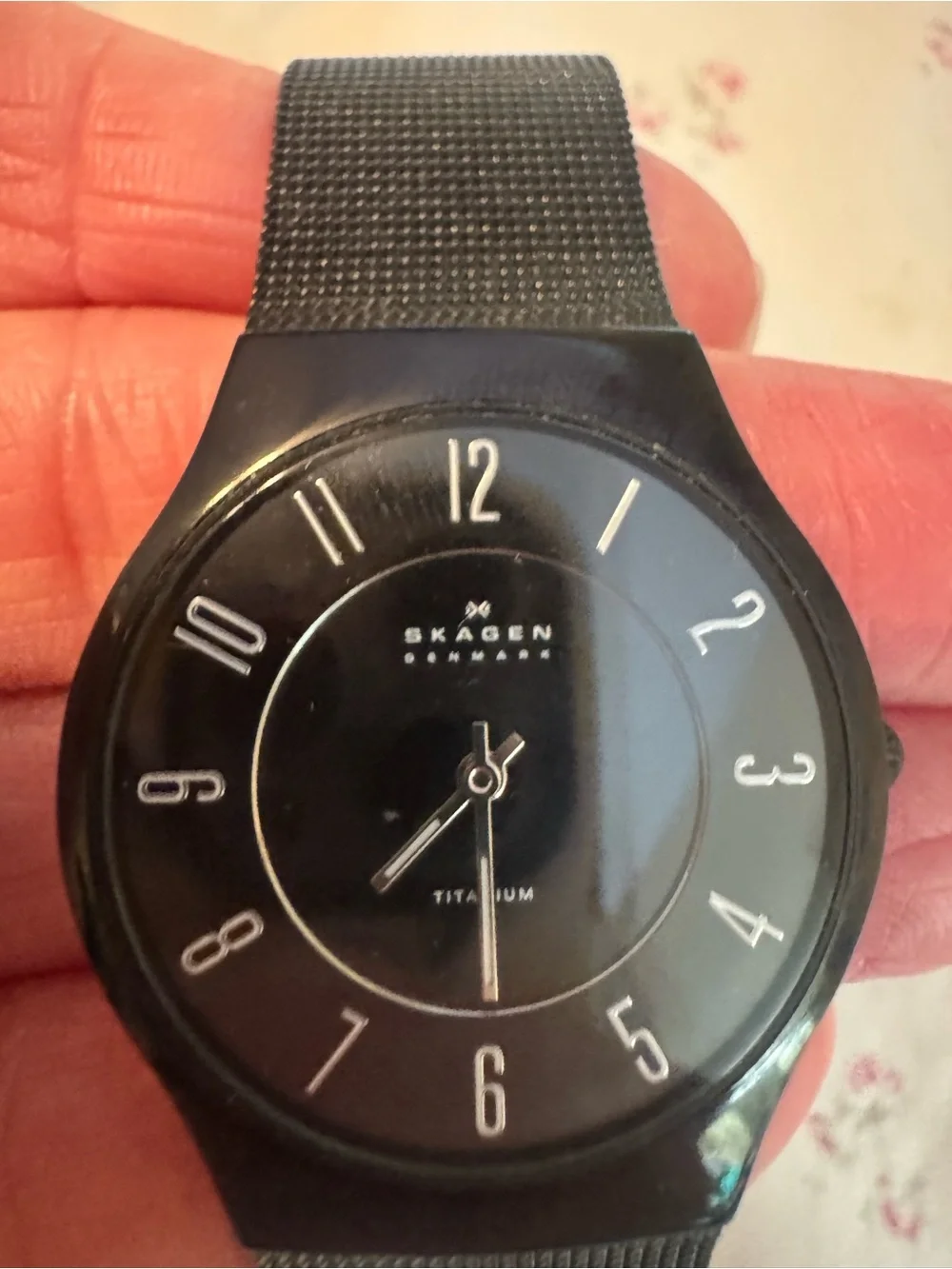 Skagen Women’s Black Titanium Mesh Watch with Minimal Dial